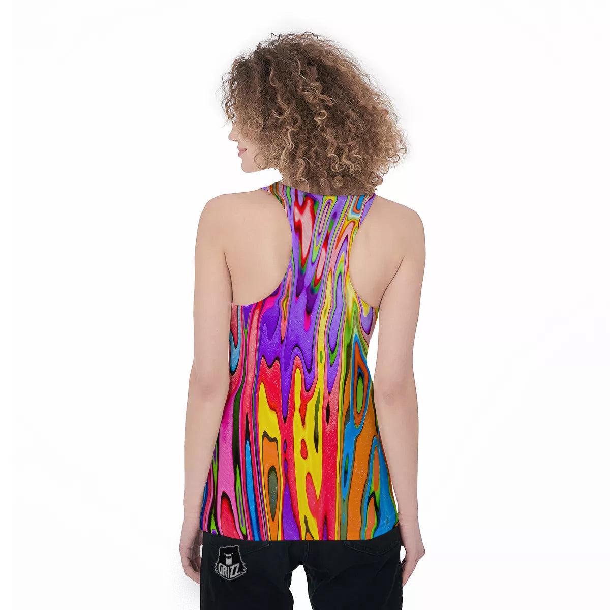Psychedelic Colorful Print Women's Racerback Tank Top-grizzshop