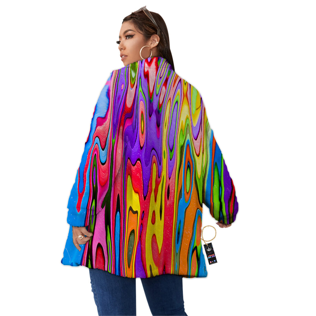 Psychedelic Colorful Print Women's Sherpa Jacket-grizzshop