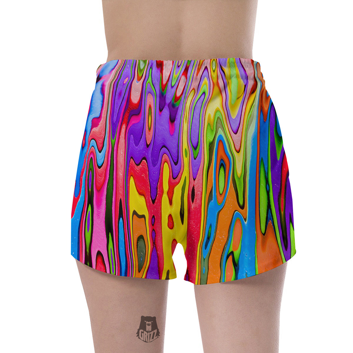 Psychedelic Colorful Print Women's Shorts-grizzshop