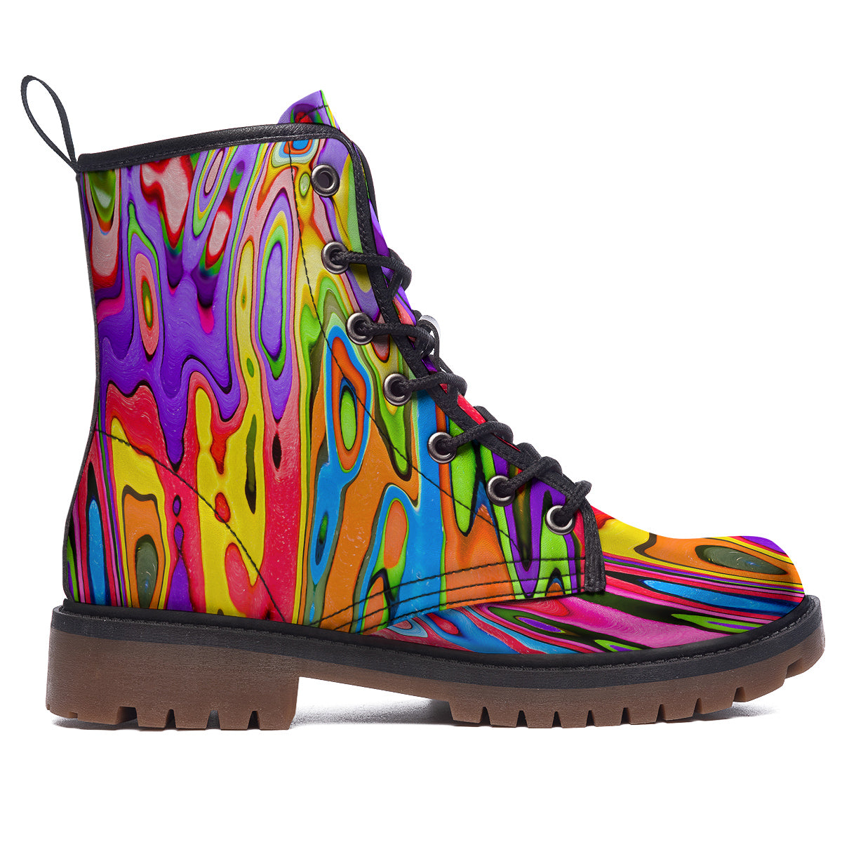 Psychedelic Colorful Print Work Boots-grizzshop