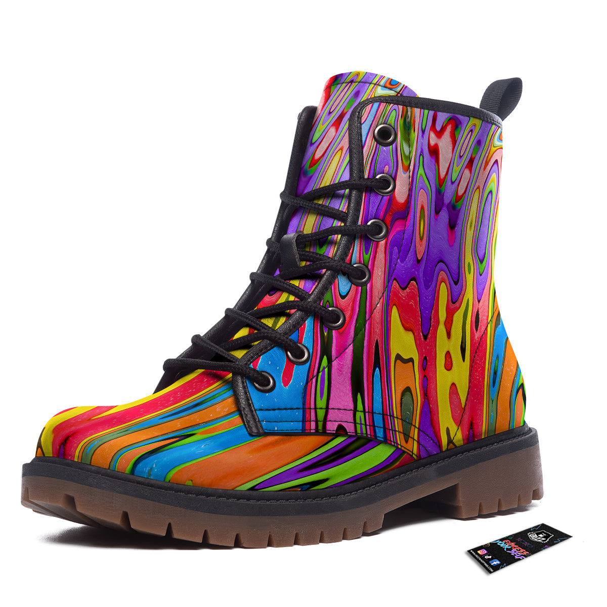 Psychedelic Colorful Print Work Boots-grizzshop