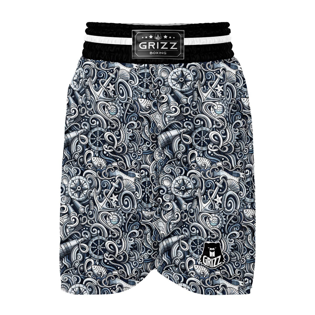 Psychedelic Compass Pattern Print Boxing Shorts-grizzshop