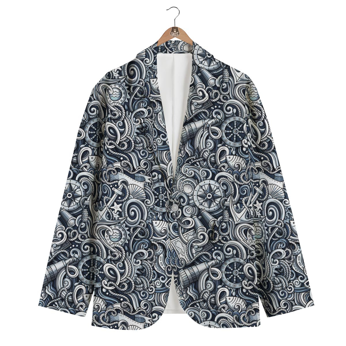 Psychedelic Compass Pattern Print Men's Blazer-grizzshop