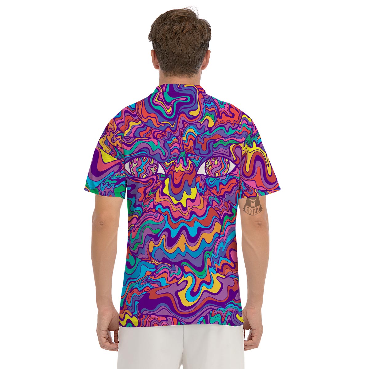 Psychedelic Face Men's Golf Shirts-grizzshop