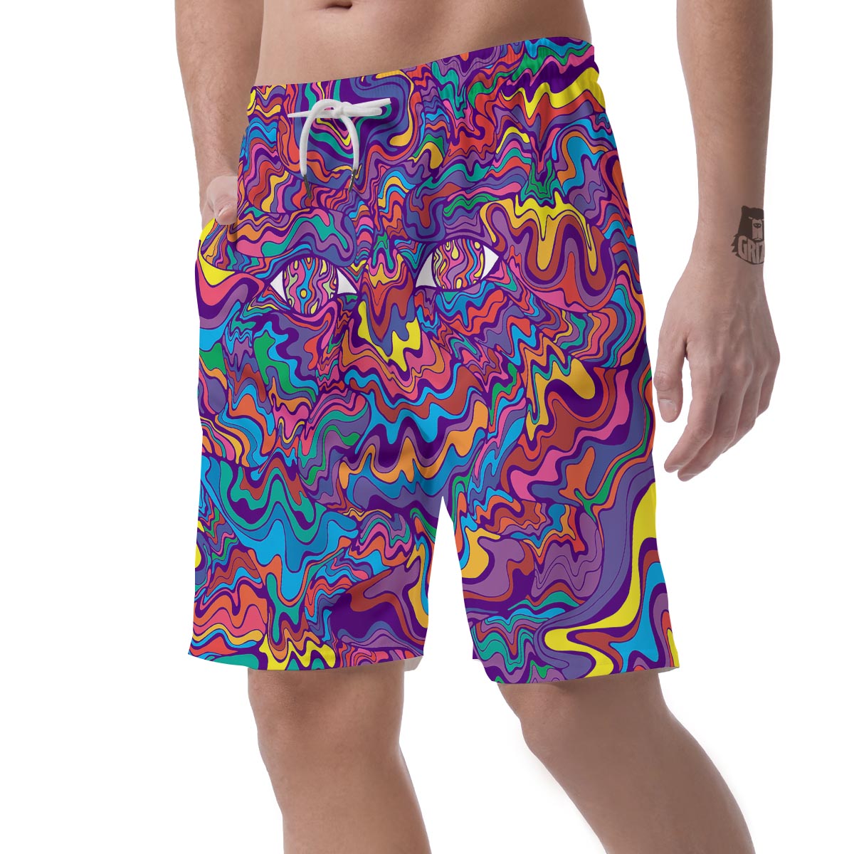 Psychedelic Face Men's Shorts-grizzshop