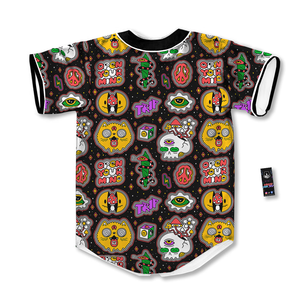 Psychedelic Funny Crazy Colorful Print Pattern Baseball Jersey-grizzshop