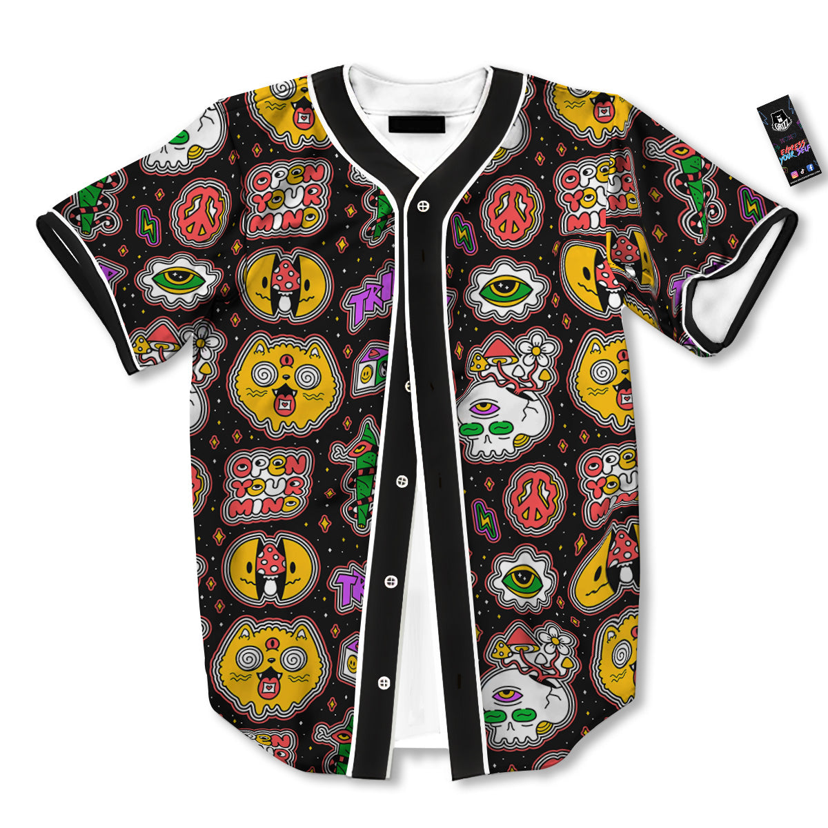 Psychedelic Funny Crazy Colorful Print Pattern Baseball Jersey-grizzshop