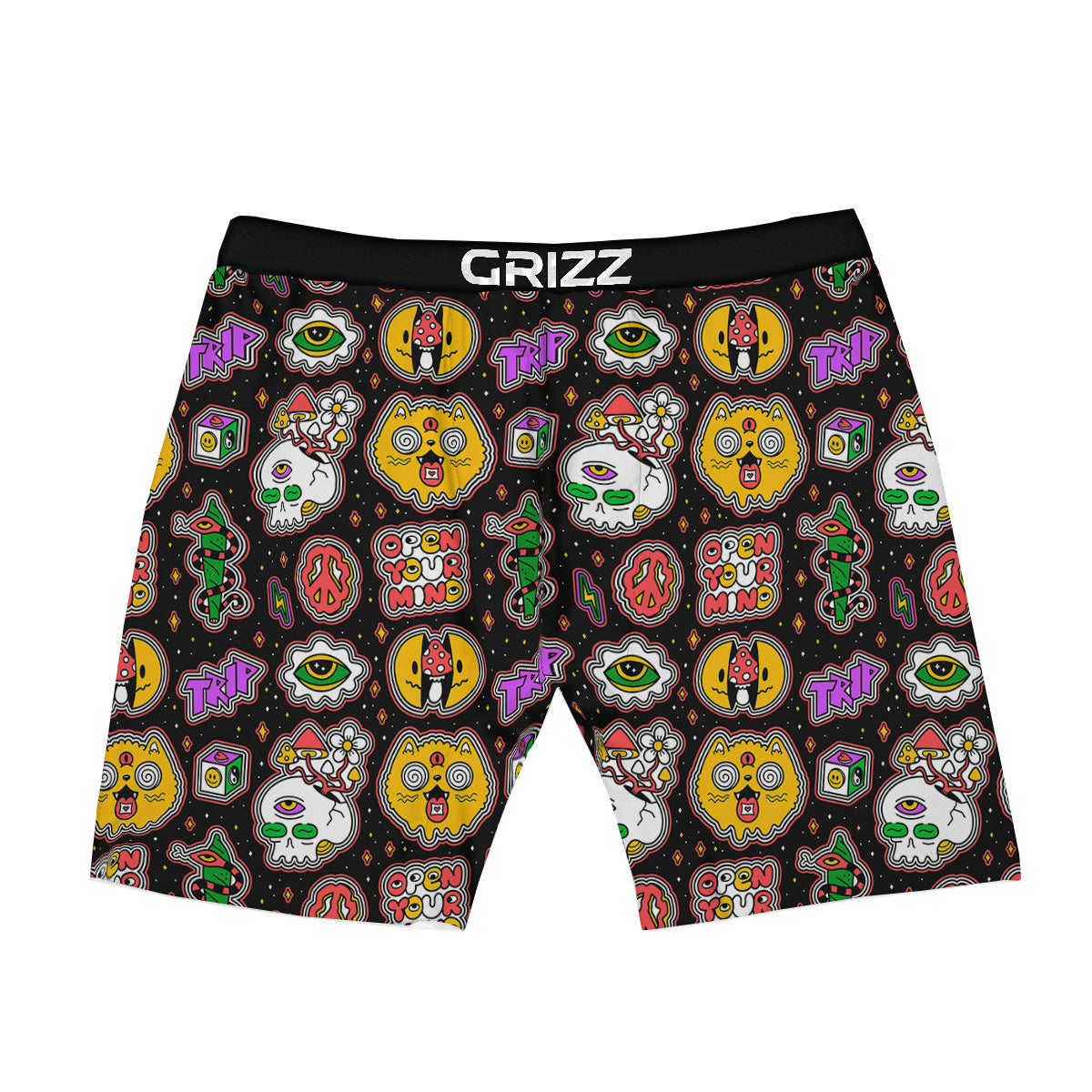 Psychedelic Funny Crazy Colorful Print Pattern Boxer Briefs-grizzshop