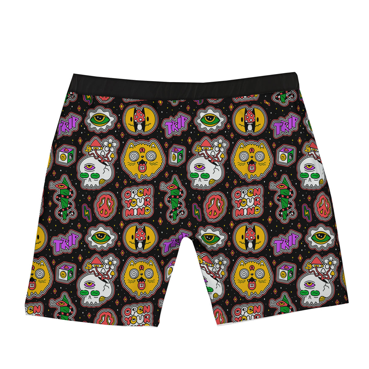 Psychedelic Funny Crazy Colorful Print Pattern Boxer Briefs-grizzshop