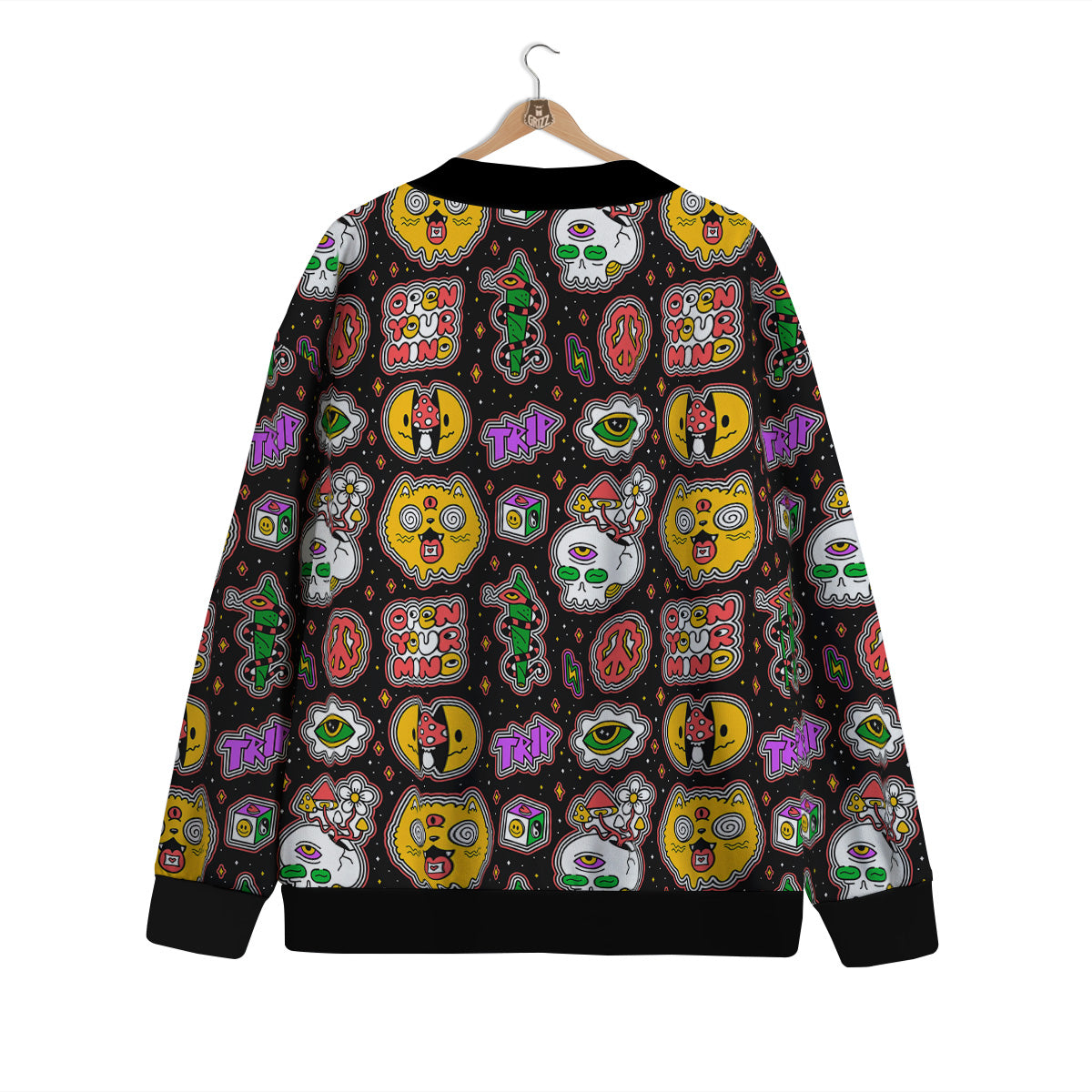 Psychedelic Funny Crazy Colorful Print Pattern Cardigan-grizzshop