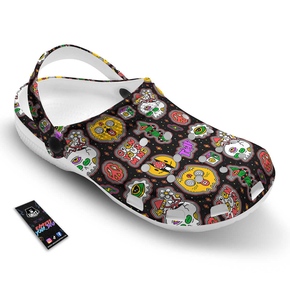 Psychedelic Funny Crazy Colorful Print Pattern Clog-grizzshop