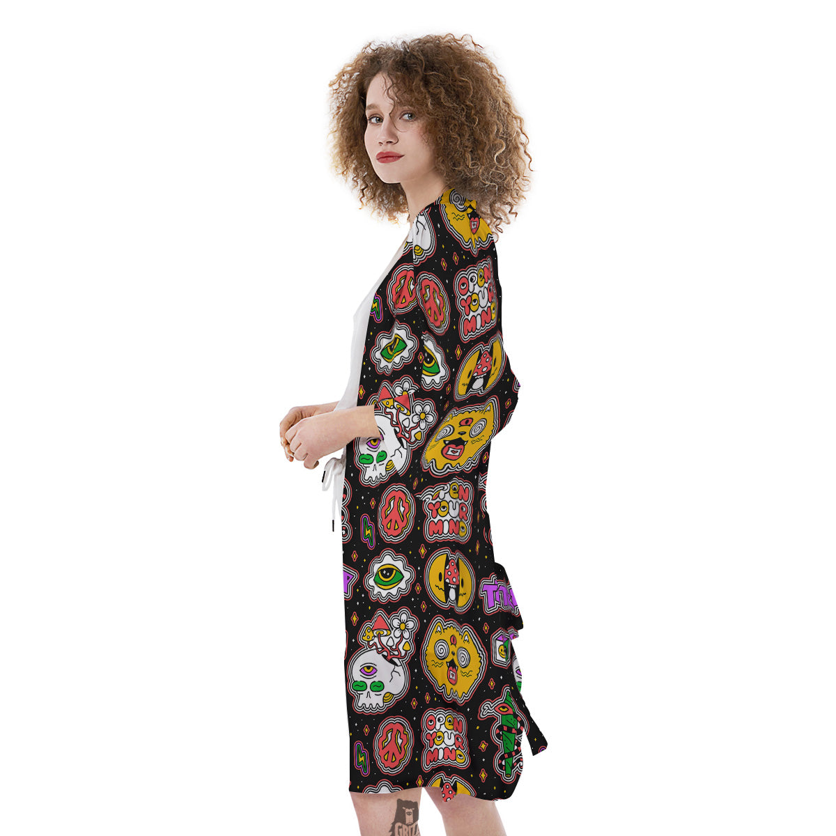 Psychedelic Funny Crazy Colorful Print Pattern Kimono-grizzshop
