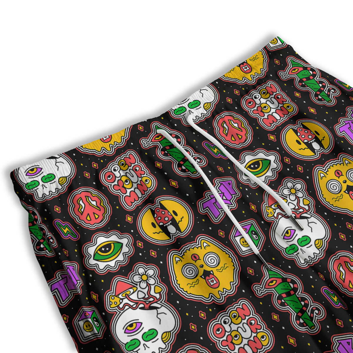 Psychedelic Funny Crazy Colorful Print Pattern Men's Athletic Shorts