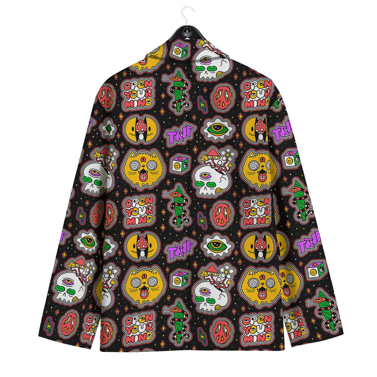Psychedelic Funny Crazy Colorful Print Pattern Men's Sport Coat-grizzshop