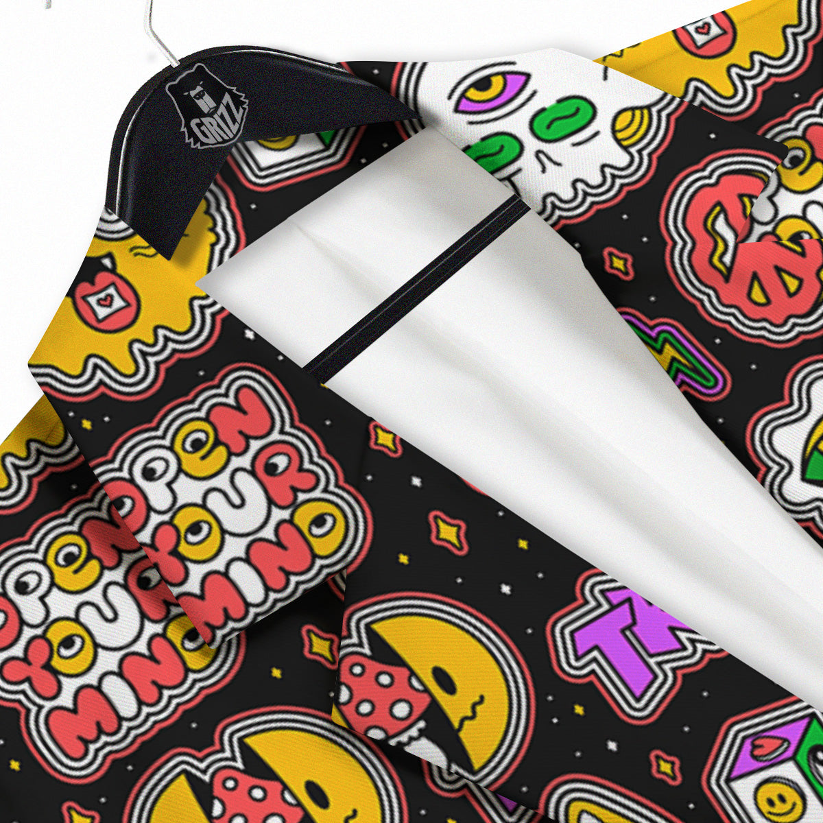 Psychedelic Funny Crazy Colorful Print Pattern Men's Sport Coat-grizzshop