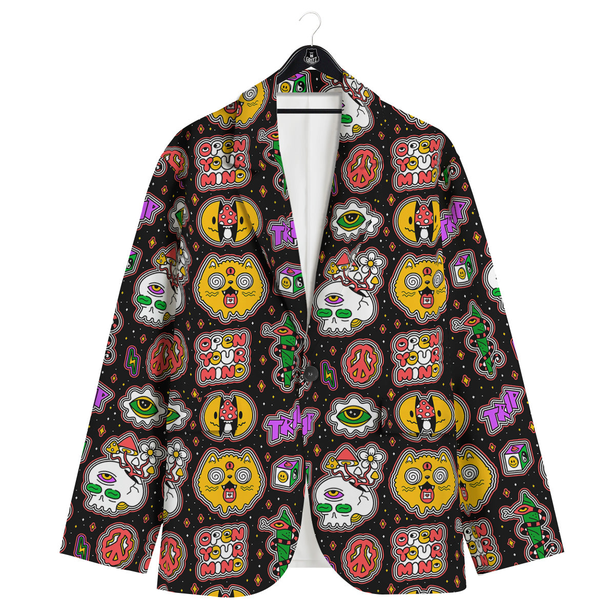 Psychedelic Funny Crazy Colorful Print Pattern Men's Sport Coat-grizzshop