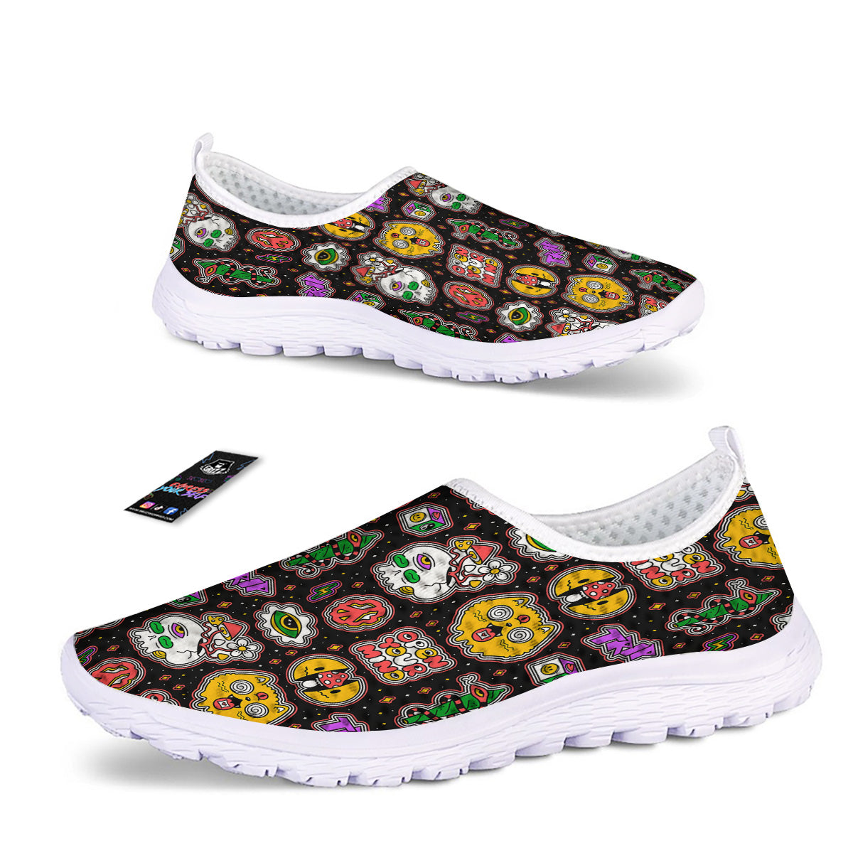 Psychedelic Funny Crazy Colorful Print Pattern Nurse Shoes-grizzshop