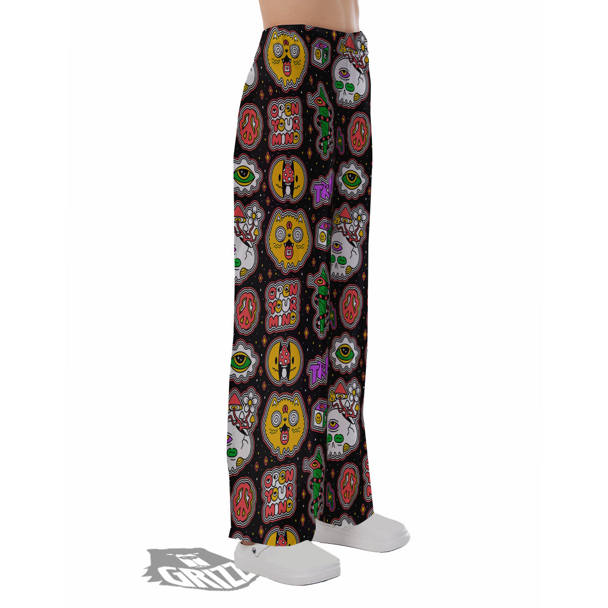 Psychedelic Funny Crazy Colorful Print Pattern Pajama Pants-grizzshop