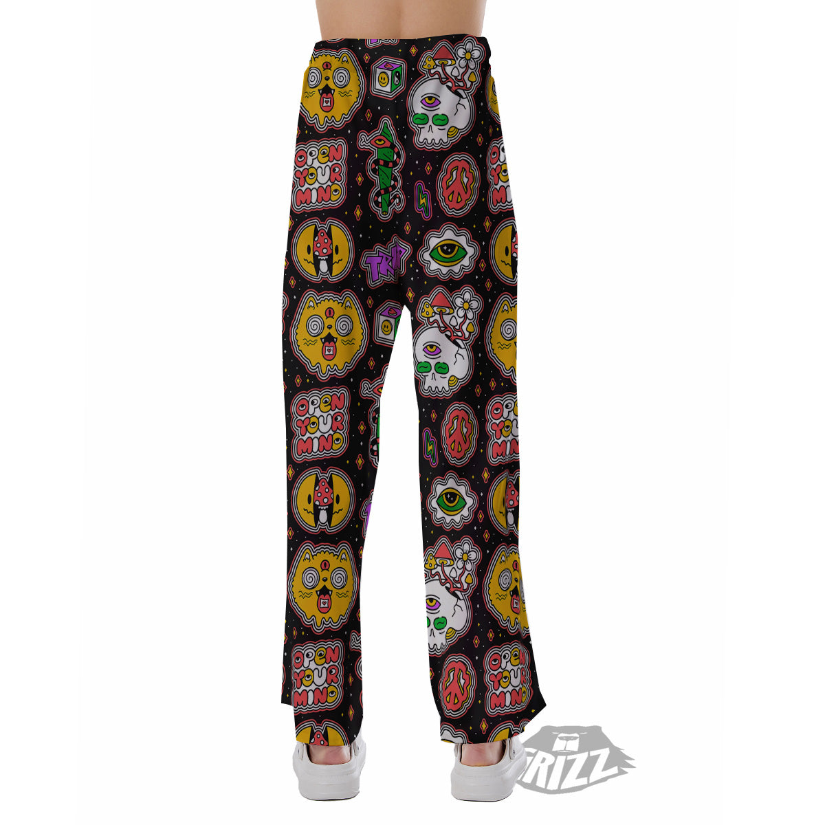 Psychedelic Funny Crazy Colorful Print Pattern Pajama Pants-grizzshop