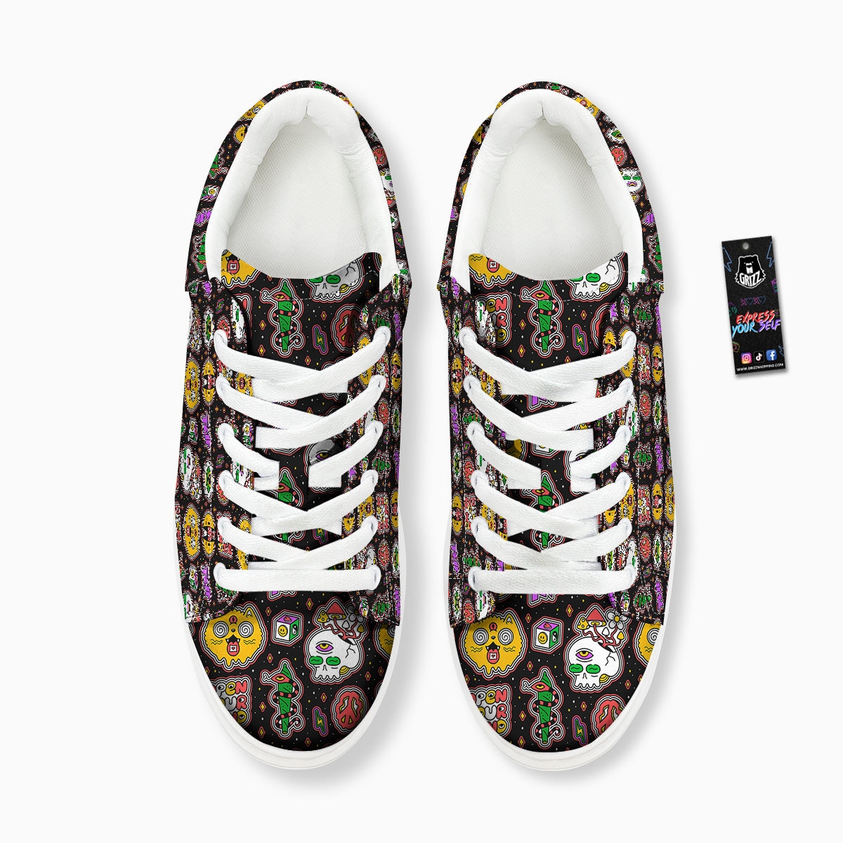 Psychedelic Funny Crazy Colorful Print Pattern Platform Shoes-grizzshop