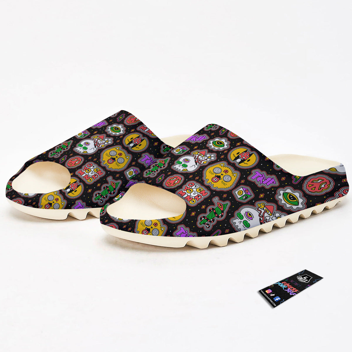 Psychedelic Funny Crazy Colorful Print Pattern Sandals-grizzshop