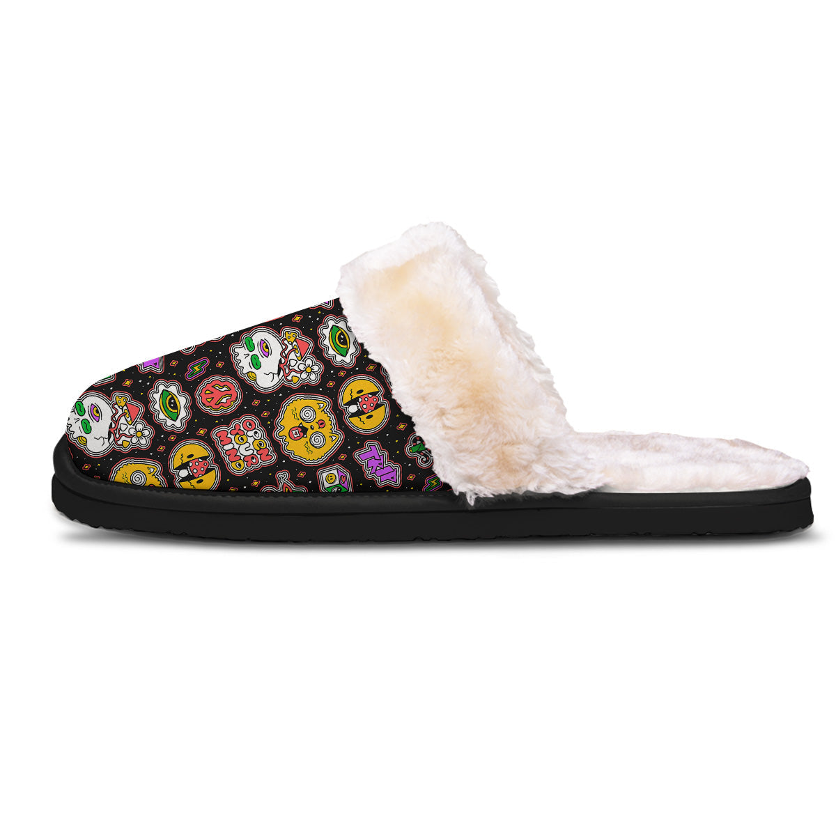 Psychedelic Funny Crazy Colorful Print Pattern Slippers-grizzshop