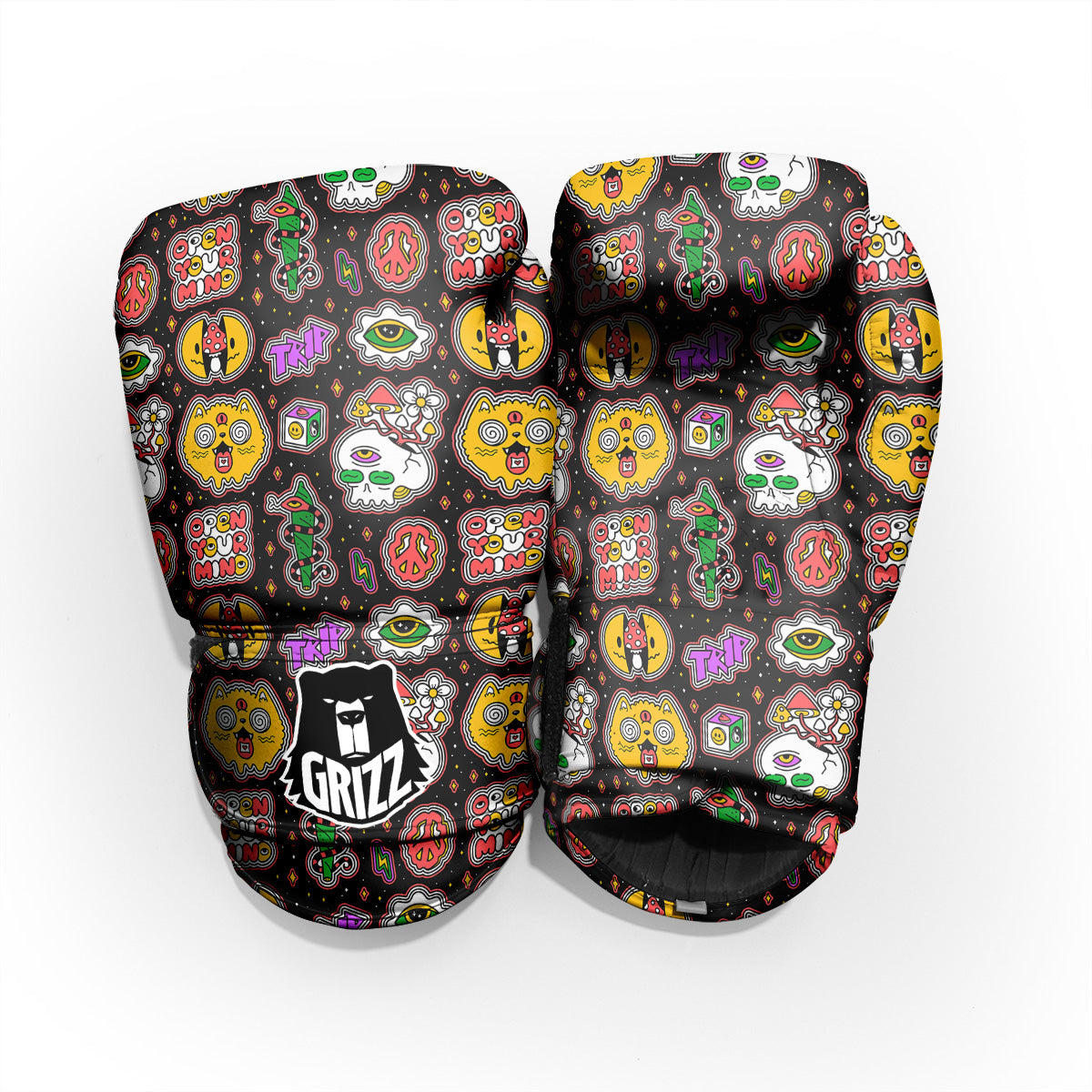 Psychedelic Funny Crazy Colorful Print Pattern Pro Boxing Glove
