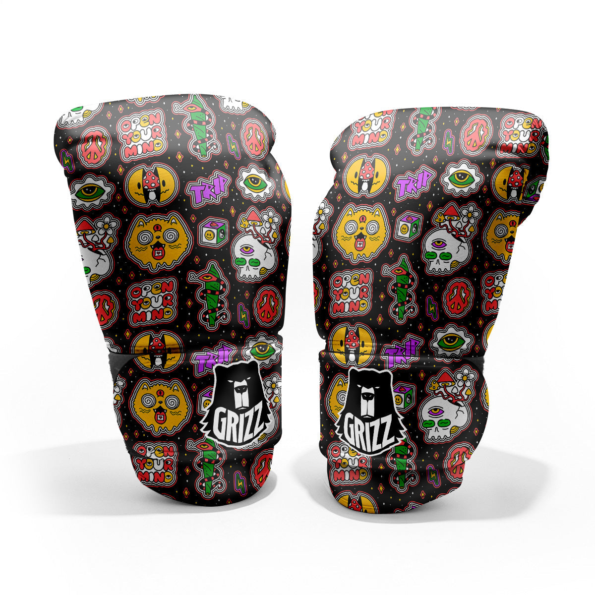 Psychedelic Funny Crazy Colorful Print Pattern Pro Boxing Glove