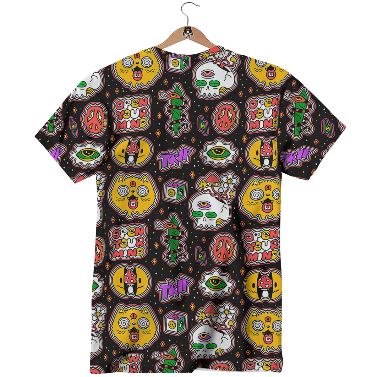 Psychedelic Funny Crazy Colorful Print Pattern T-Shirt-grizzshop