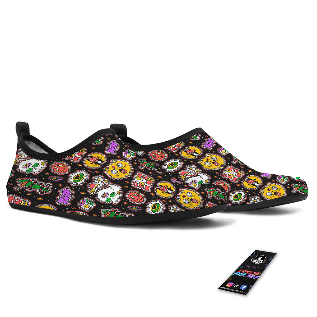 Psychedelic Funny Crazy Colorful Print Pattern Water Shoes-grizzshop