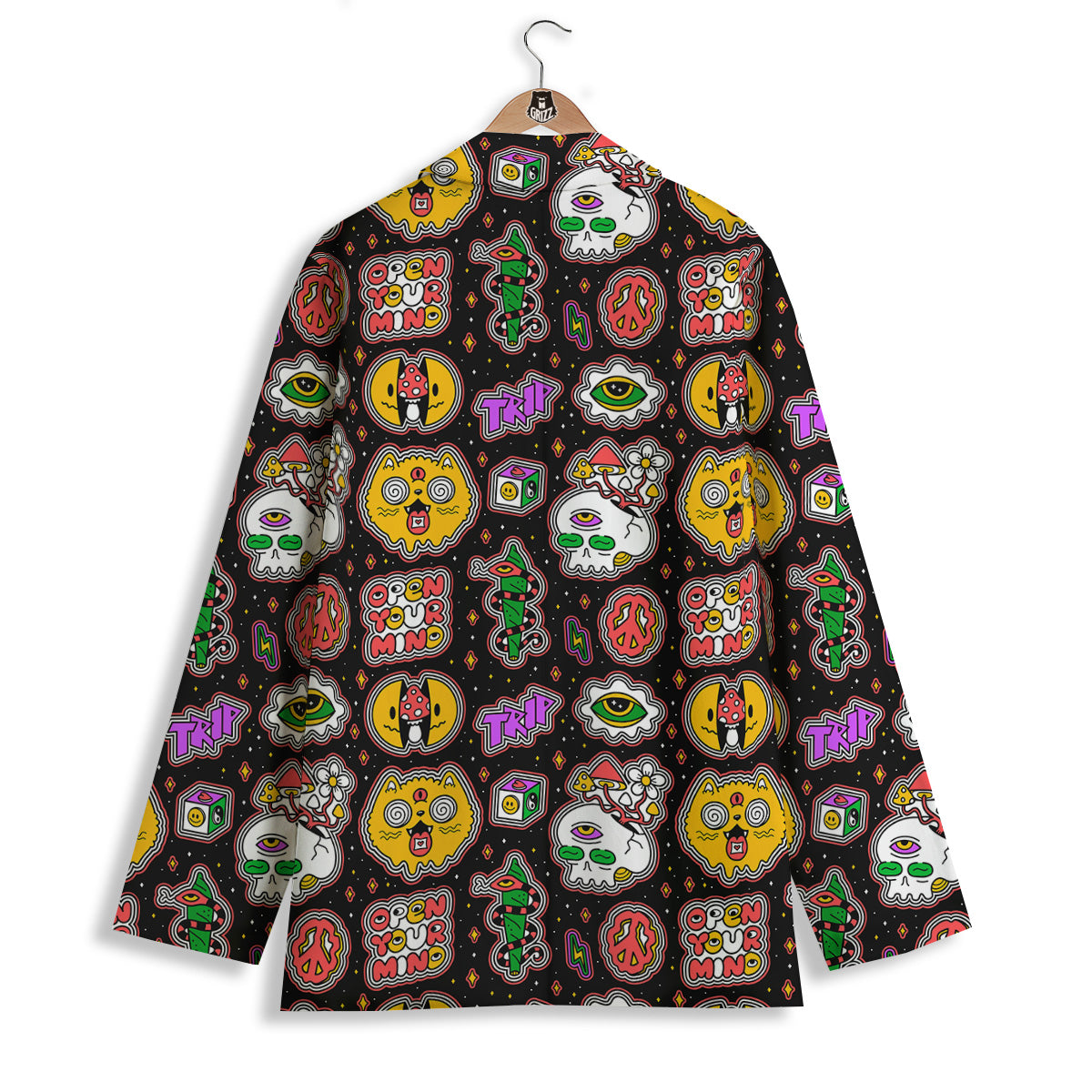 Psychedelic Funny Crazy Colorful Print Pattern Women's Blazer-grizzshop
