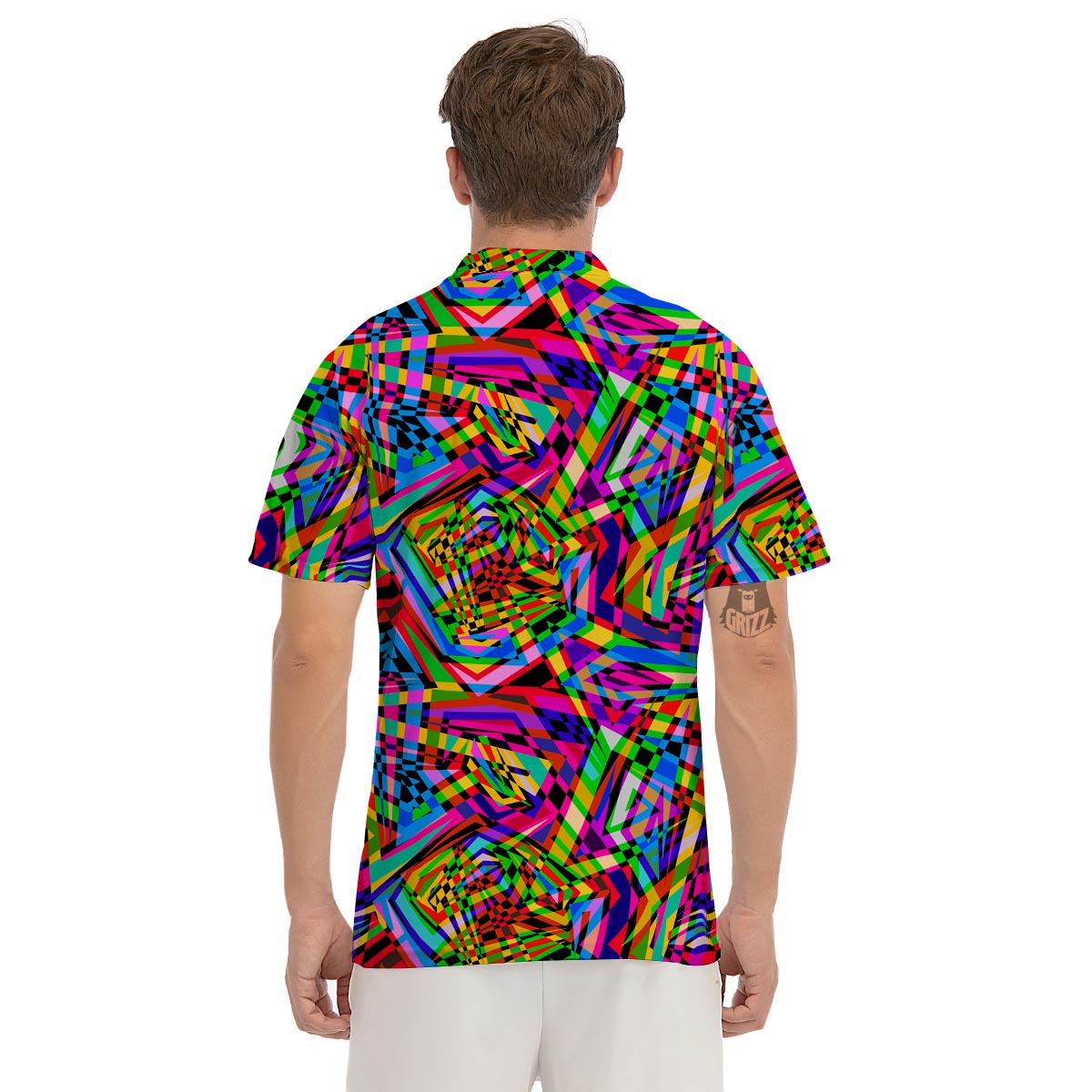 Psychedelic Geometric Multicolor Men's Golf Shirts-grizzshop