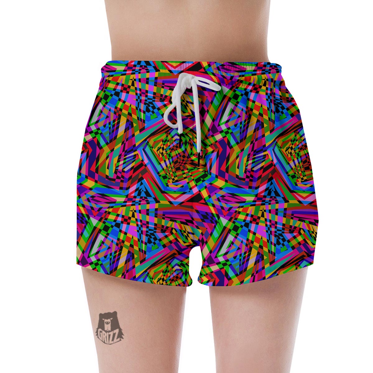 Psychedelic Geometric Multicolor Women's Shorts-grizzshop