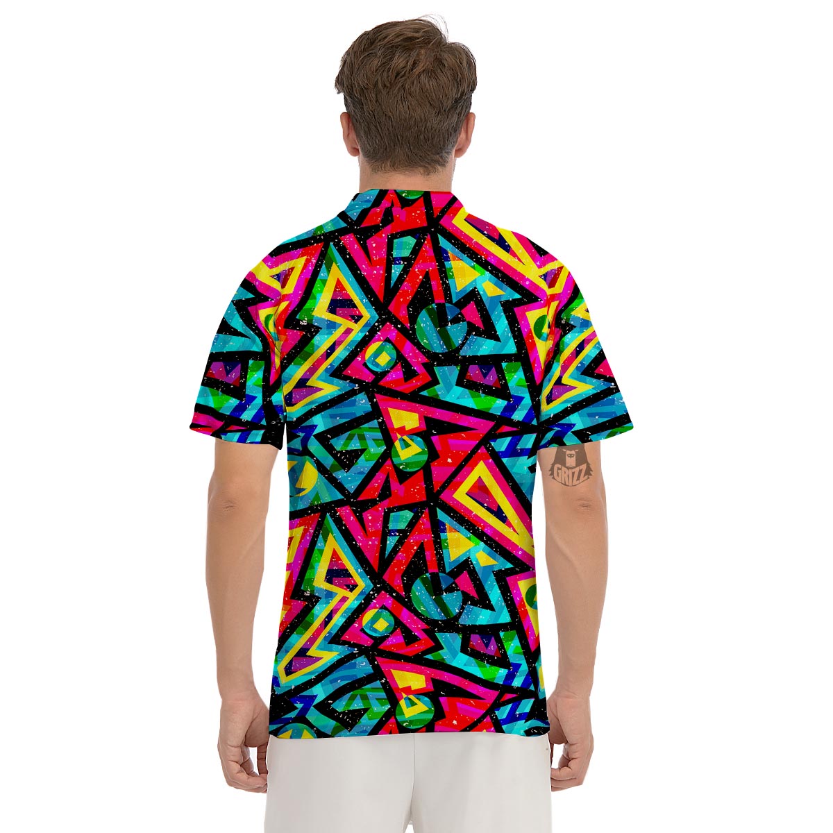 Psychedelic Geometric Print Men's Golf Shirts-grizzshop