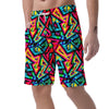 Psychedelic Geometric Print Men's Shorts-grizzshop