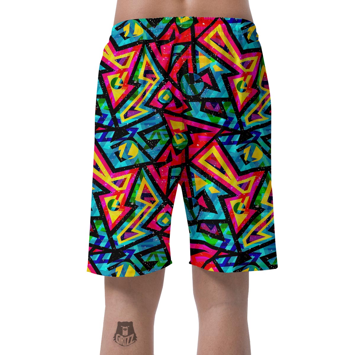 Psychedelic Geometric Print Men's Shorts-grizzshop