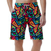 Psychedelic Geometric Print Men's Shorts-grizzshop