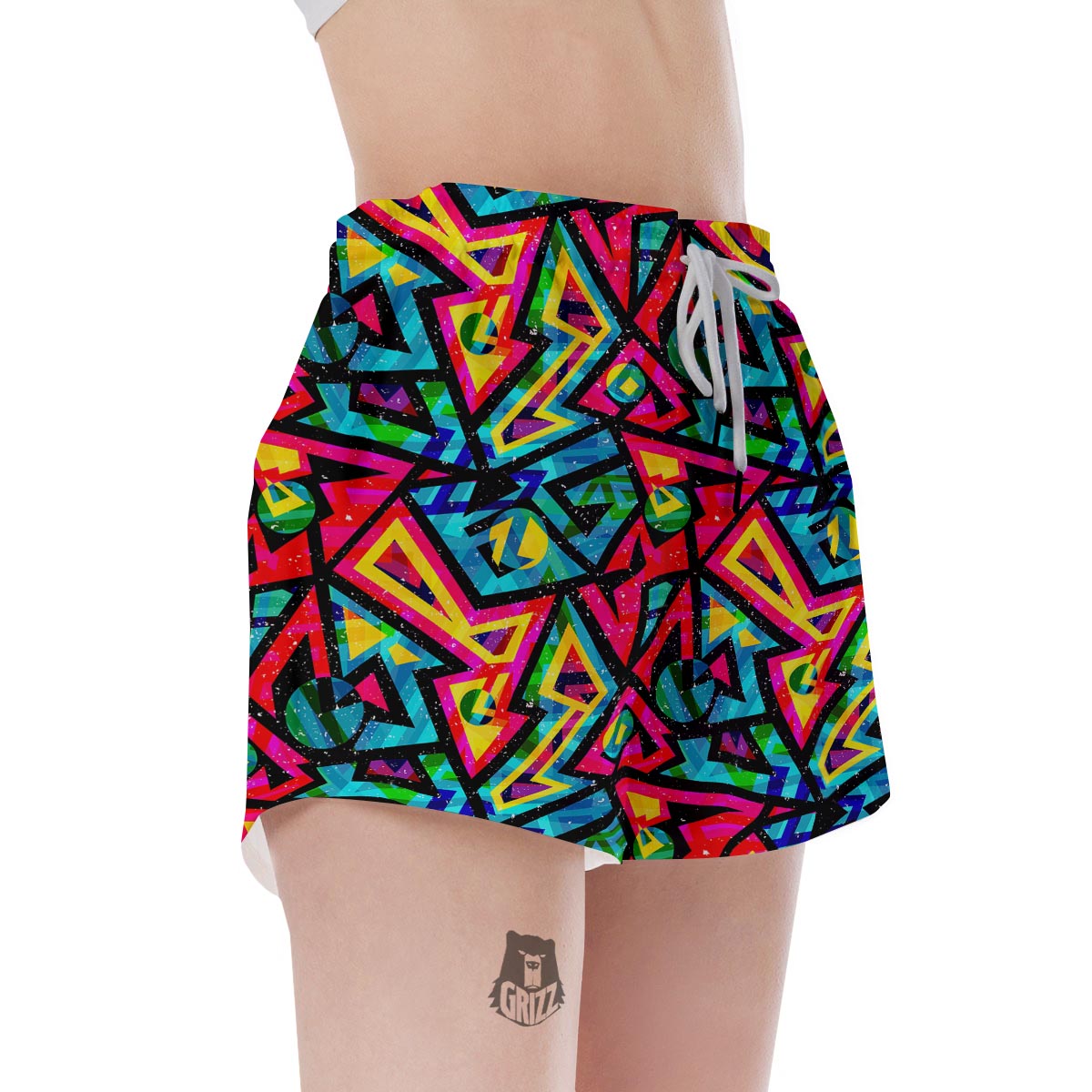 Psychedelic Geometric Print Women's Shorts-grizzshop