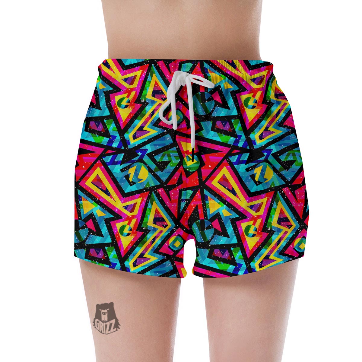 Psychedelic Geometric Print Women's Shorts-grizzshop