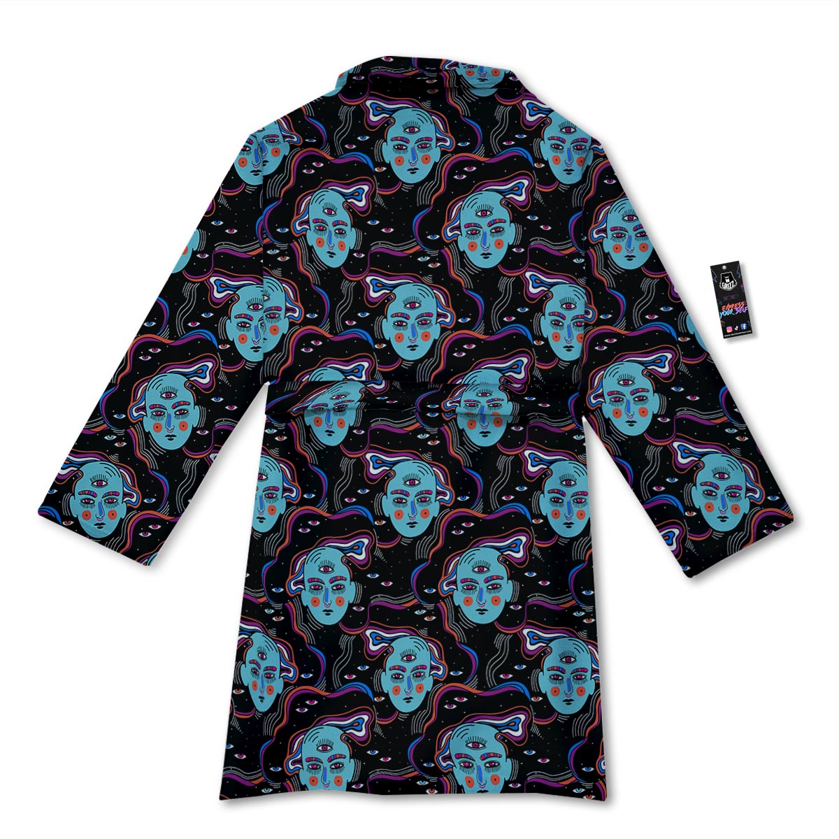 Psychedelic Hippie Retro Print Pattern Bathrobe-grizzshop