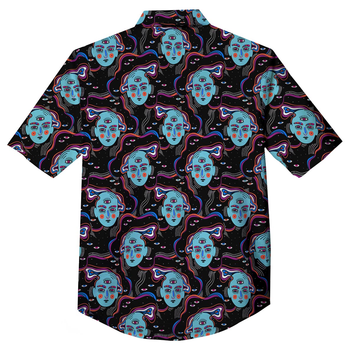 Psychedelic Hippie Retro Print Pattern Button Up Shirt-grizzshop