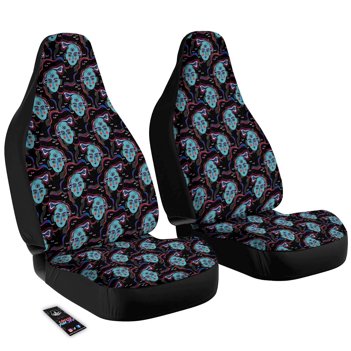 Psychedelic Hippie Retro Print Pattern Car Seat Covers-grizzshop