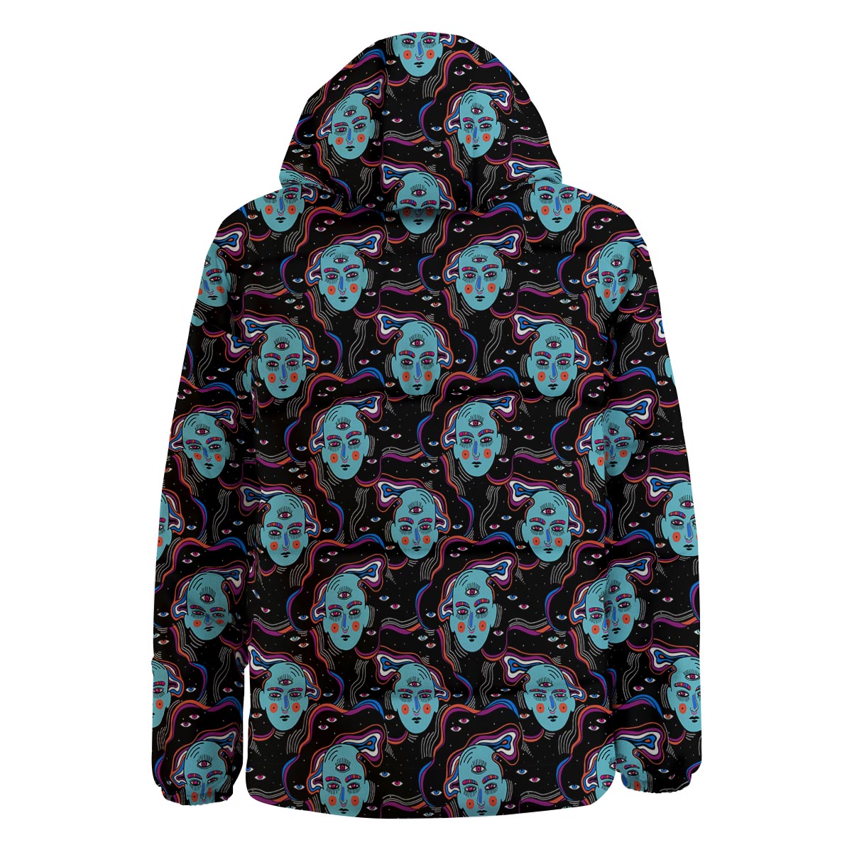 Psychedelic Hippie Retro Print Pattern Down Jacket-grizzshop
