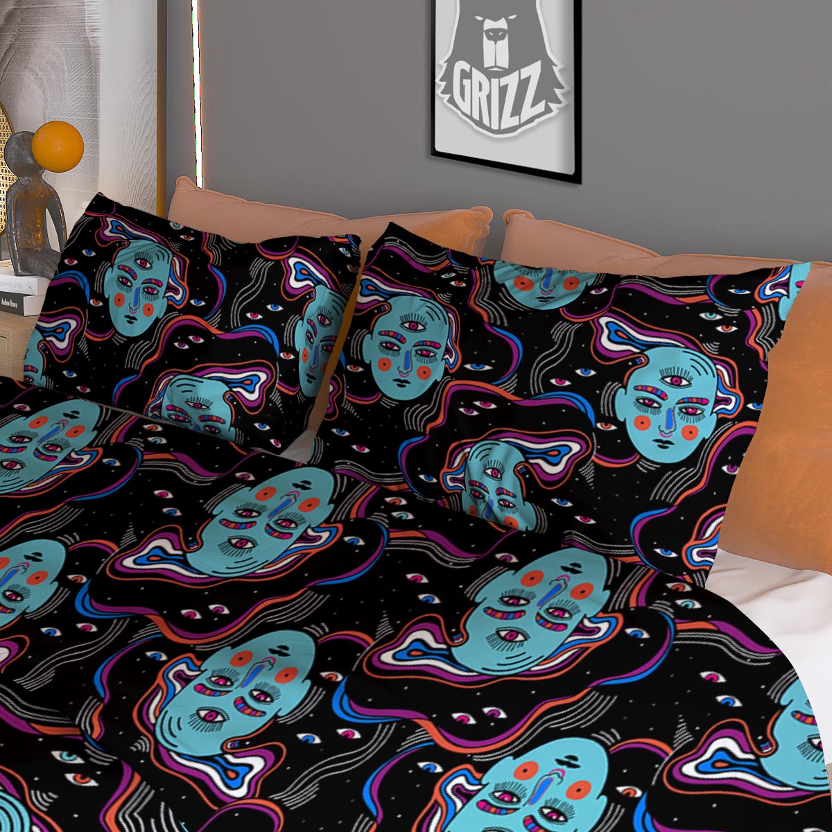 Poinsettia Watercolor Print Pattern Duvet Cover Bedding Set