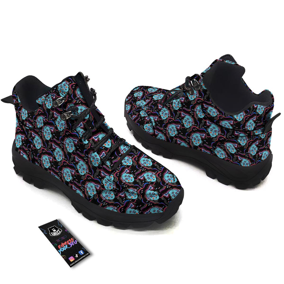 Psychedelic Hippie Retro Print Pattern Hiking Shoes-grizzshop