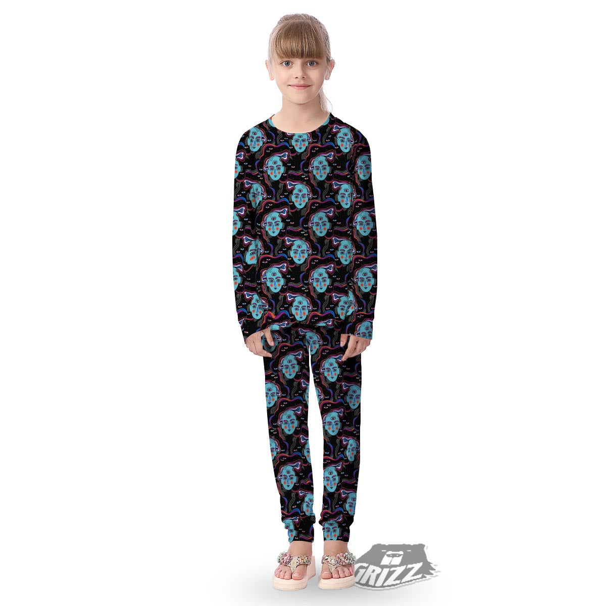 Psychedelic Hippie Retro Print Pattern Kid's Pajamas-grizzshop