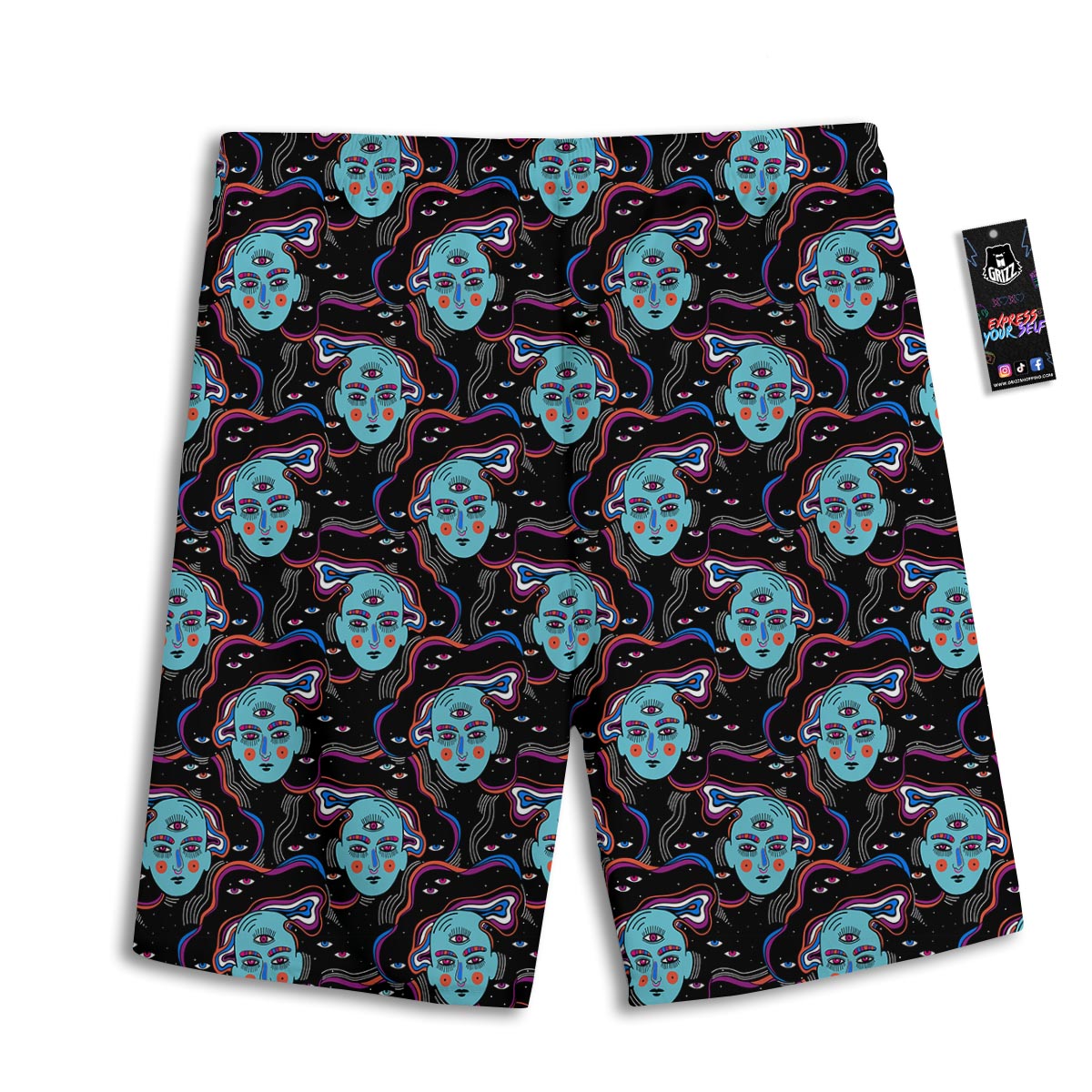 Psychedelic Hippie Retro Print Pattern Men's Athletic Shorts