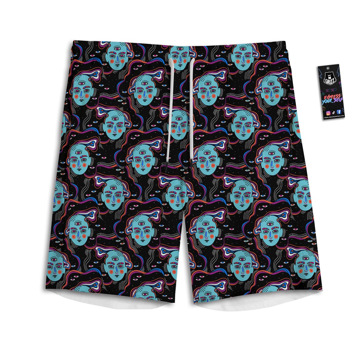 Psychedelic Hippie Retro Print Pattern Men's Athletic Shorts