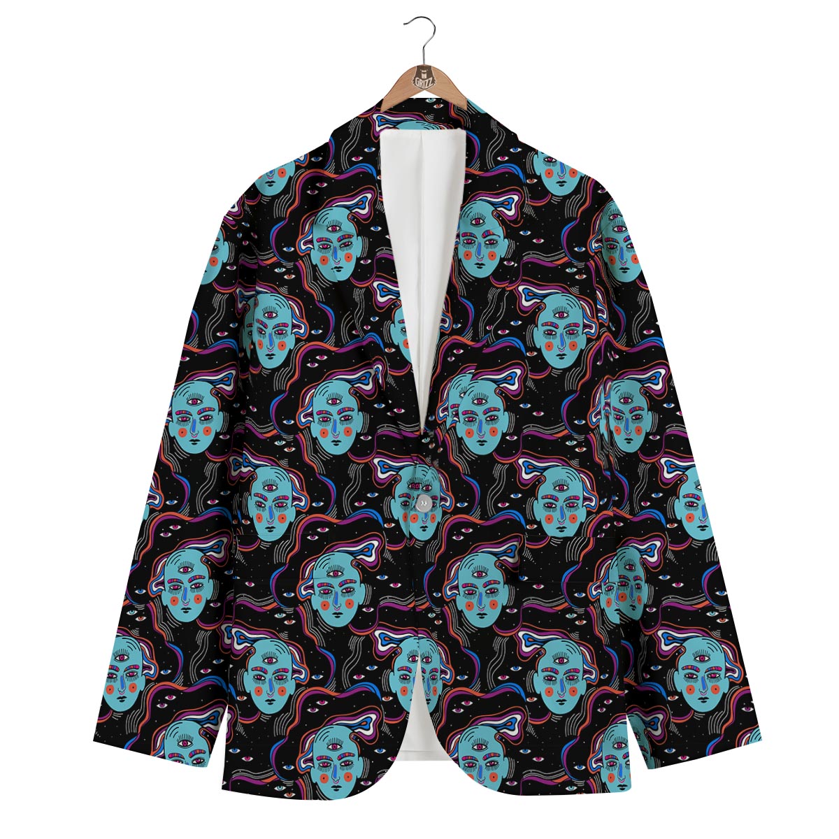 Psychedelic Hippie Retro Print Pattern Men's Blazer-grizzshop