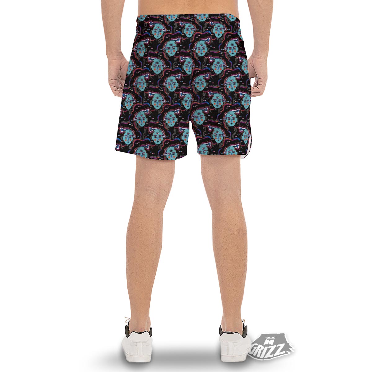 Psychedelic Hippie Retro Print Pattern Men's Gym Shorts-grizzshop
